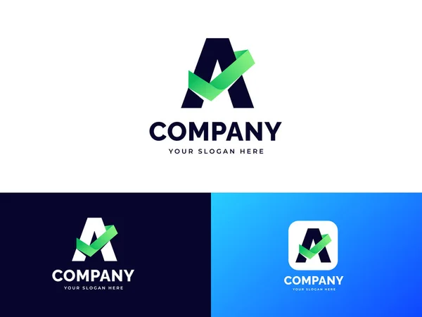 Carta Design Logotipo Com Ícone Lista Verificação Emblema Criativo Modelo — Vetor de Stock