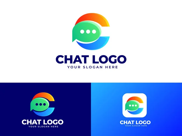 Επιστολή Λογότυπο Chat Εικονίδιο Σχεδιασμό Δημιουργικό Έμβλημα Ομιλία Σχεδιασμό Αρχικό — Διανυσματικό Αρχείο
