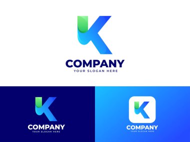 Modern zarif gradyan konsepte sahip K harfi logo tasarımı