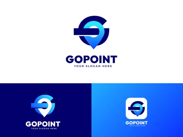 Letter Punt Pin Element Logo Set Met Geometrische Gradiënt Ontwerp — Stockvector