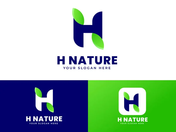 Letter Logo Ontwerp Met Blad Concept Groene Kleur Pure Natuur — Stockvector