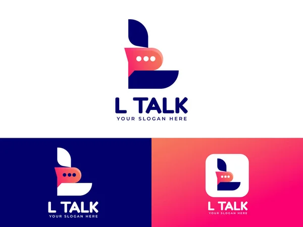 stock vector Letter L logo design with chat talk element