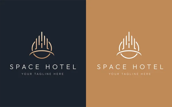 Architecture hotel building logo elegant luxury line art style design template