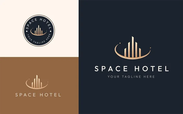 Architecture Hotel building logo elegant luxury line art style