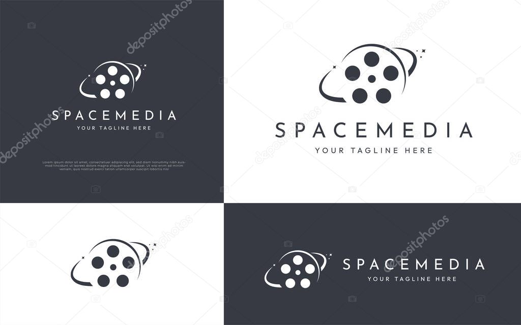 Film reel logo design vector illustration