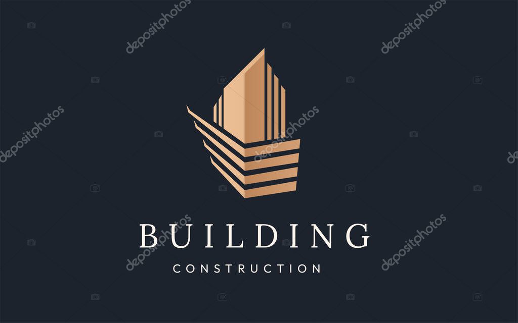 City building architecture logo with business card design