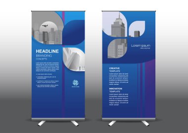 Fuara uygulanan stil için dizayn edilmiş, katlanabilir şablon vektör çizimi. Reklam pankartları, iş modeli dikey.
