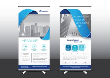 Fuara uygulanan stil için dizayn edilmiş, katlanabilir şablon vektör çizimi. Reklam pankartları, iş modeli dikey.