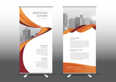 Fuara uygulanan stil için dizayn edilmiş, katlanabilir şablon vektör çizimi. Reklam pankartları, iş modeli dikey.