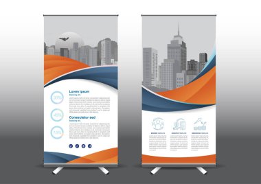 Fuara uygulanan stil için dizayn edilmiş, katlanabilir şablon vektör çizimi. Reklam pankartları, iş modeli dikey.
