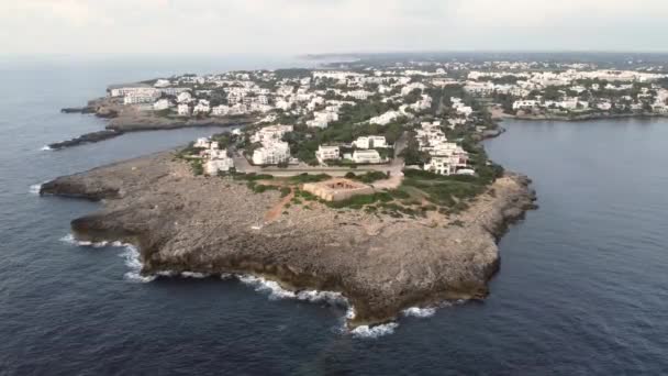 Slow Motion Aerial View Fort Mouth Cala Llonga Built 1730 — Stock Video