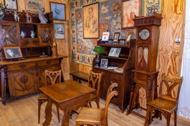 Szczawnica yakınlarındaki Szlachtowa 'daki Pieninskie Müzesinin İçi (Polonya)