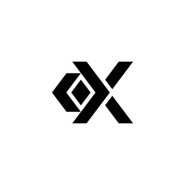 Arkaplan üzerinde ok harfi X logo tasarımı vektör çizimi.