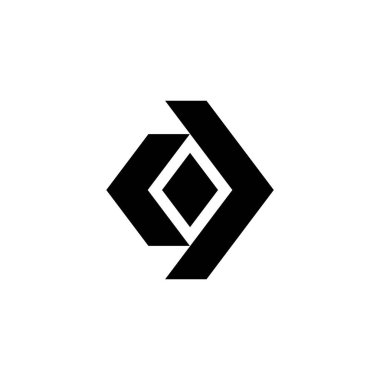 Geometrik dikdörtgen ok logo tasarım vektörü beyaz arkaplanda izole edildi.