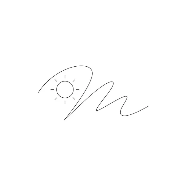 Sol Med Våg Bokstav Logo Design Vektor Illustration — Stock vektor