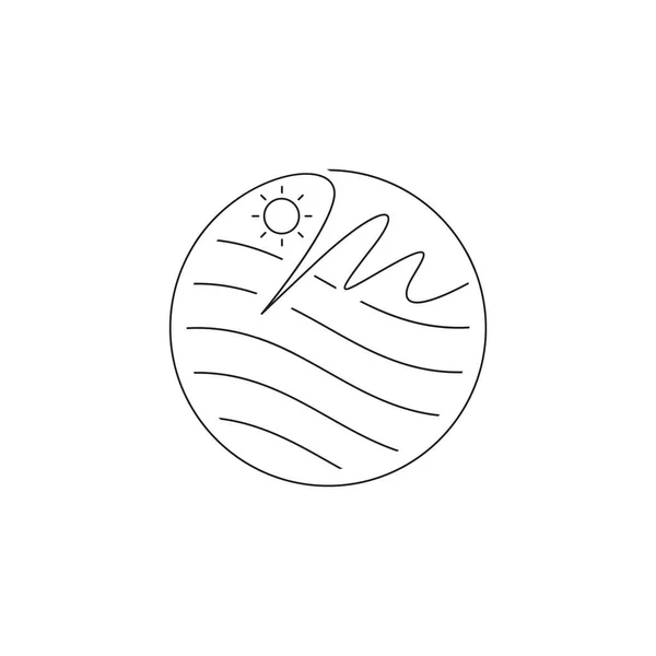Κύκλος Κύμα Ήλιο Γραφικό Χαρακτήρα Γράμμα Λογότυπο Απομονώνονται Λευκό Φόντο — Διανυσματικό Αρχείο