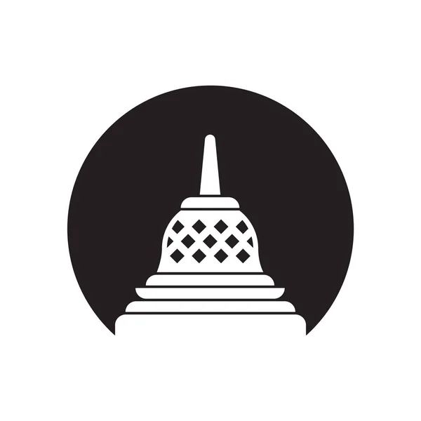 Okrąg Stupa Borobudur Wektor Ikony Izolowane Białym Tle — Wektor stockowy