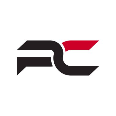 soyut harf PC logo tasarımı kavramı beyaz arkaplanda izole edildi.