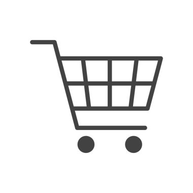 Beyaz arkaplanda alışveriş arabası simgesi uygulaması düz vektör