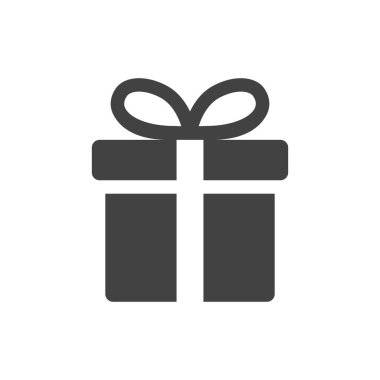 Beyaz arkaplanda hediye kutusu simgesi düz vektörü