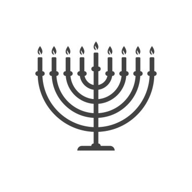 Beyaz arkaplanda izole edilmiş Hanuka menorah simgesi vektörü