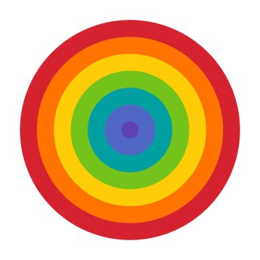 Beyaz arkaplanda gökkuşağı renkli düz vektörü hedefle