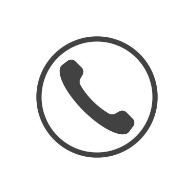 daire çizgisi sabit telefon simgesi düz vektör beyaz arkaplan üzerinde izole