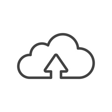 beyaz arkaplanda izole edilmiş çizgi simgesi yükleme bulutu