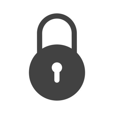 beyaz arkaplanda asma kilit simgesi düz vektörü