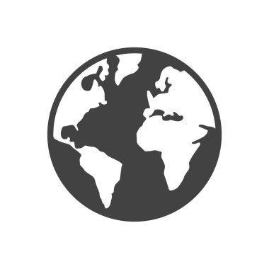 Dünya haritası gezegen Dünya ikonu düz vektör çizimi