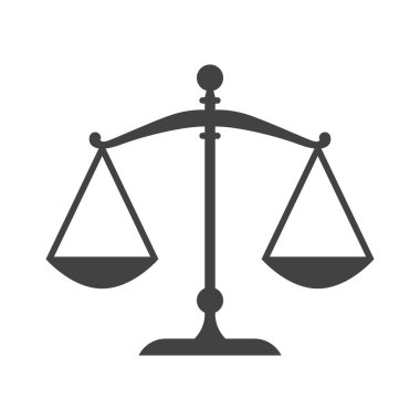 Beyaz zemin üzerinde izole edilmiş adalet simgesi düz vektörü ölçekleri