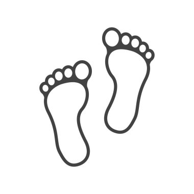 beyaz arkaplanda izole edilmiş çizgi simgesi ayak izi