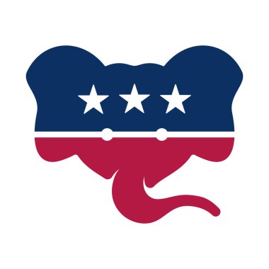 Beyaz zemin üzerinde fil cumhuriyetçi parti simgesi düz