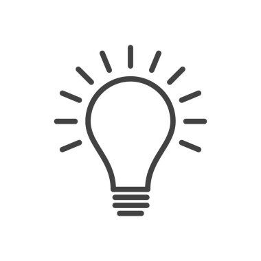 Simge düz vektör illüstrasyonunda ampul