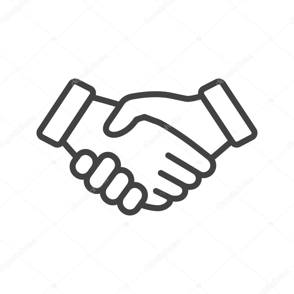 Line icon handshake isolated on white background