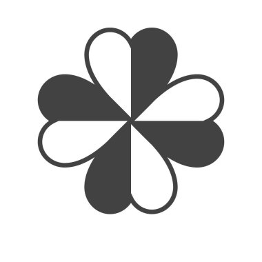 Beyaz arkaplanda dört yaprak şans sembolü izole