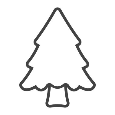 çizgi simgesi Noel çam ağacı vektörü beyaz arka planda düz