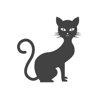 siyah kedi simgesi düz vektör çizimi
