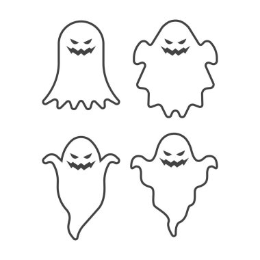 çizgi simgesi hayalet vektörü düz resimleme beyaz arkaplan