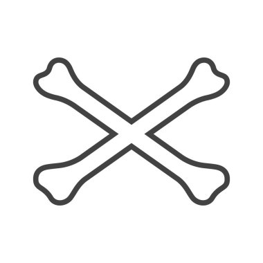 beyaz arkaplanda izole edilmiş çizgi simgesi çapraz kemik tasarım vektörü