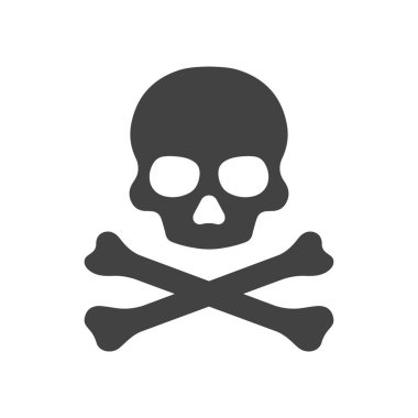 kafatası ölümü ve çapraz kemik simgesi düz vektör çizimi