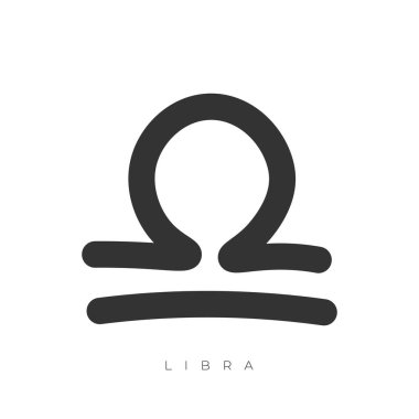 Beyaz arkaplanda izole edilmiş Terazi burcu işaret çizgisi sanat sembolü illüstrasyonu