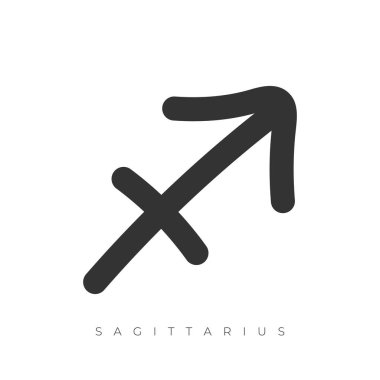 Beyaz arkaplanda yay burcu işaret çizgisi resim çizgisi çizimi izole edilmiş.