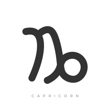 Oğlak burcu burcu işaret çizgisi sanat sembolü çizimi beyaz arkaplanda izole edilmiş