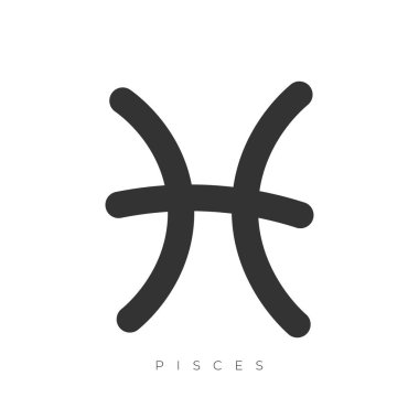 Beyaz arka planda izole edilmiş Balık burcu işaret çizgisi sanat sembolü illüstrasyonu