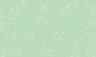 Pastel Yeşil Yaprak Arkaplanı, Botanik Desen Vektörü illüstrasyonunu Tekrarlıyor