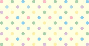 Açık Arkaplanda Yumuşak Renkli Çemberlere sahip Pastel Polka Nokta Deseni, Neşeli ve Neşeli Tasarımlar.