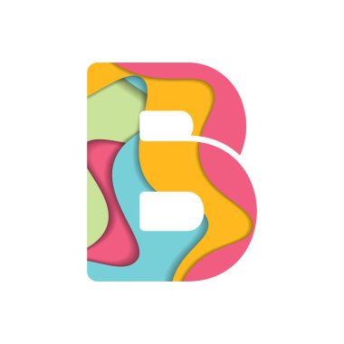 Soyut Kağıt Kesme Biçimi Harf B Tasarımı