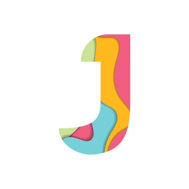 Kağıt Kesme Biçiminde Renkli Alfabe Harfi J