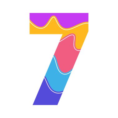 Dalgalı renkleri olan yedi numaralı yaratıcı tasarım